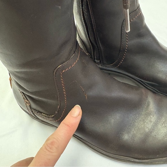 UGG Elsa Waterproof Tall Riding Boots in Stout Leather Green Wool Womens 8.5 - Picture 10 of 16